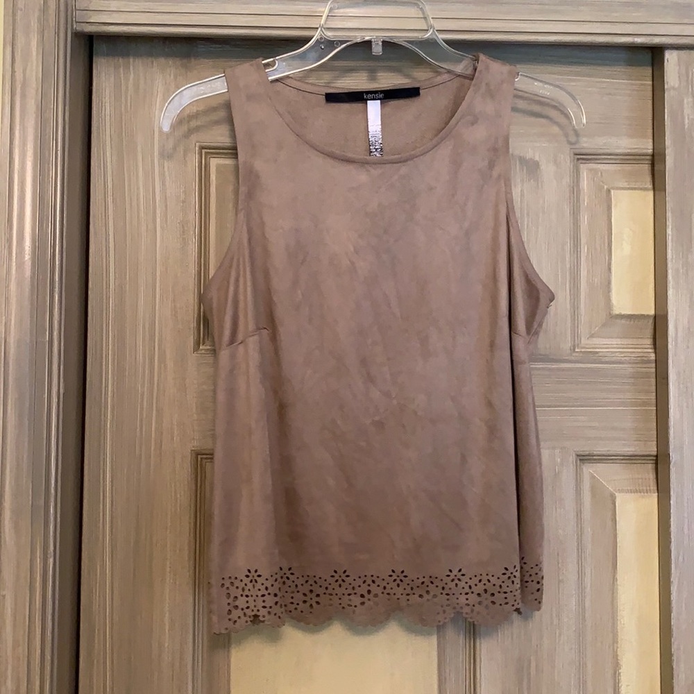 Kenzie brown faux suede tank